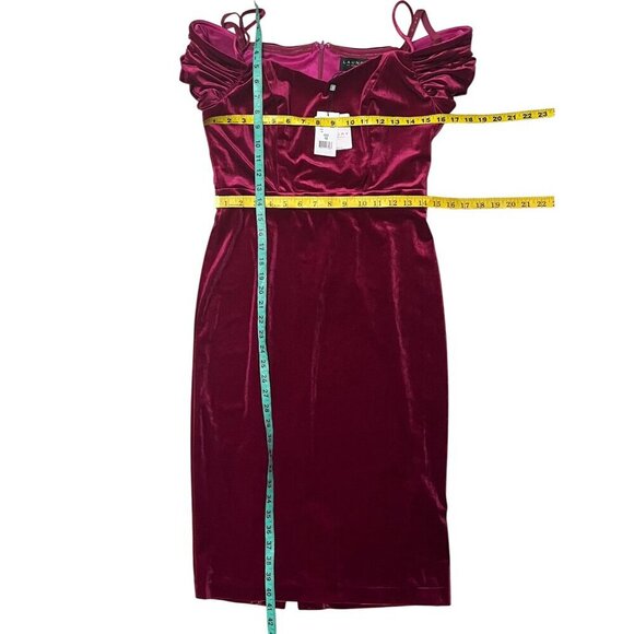 Laundry by Shelli Segal Fuchsia Velvet Cold Shoulder Midi Dress NWT Size 10 - Picture 13 of 13